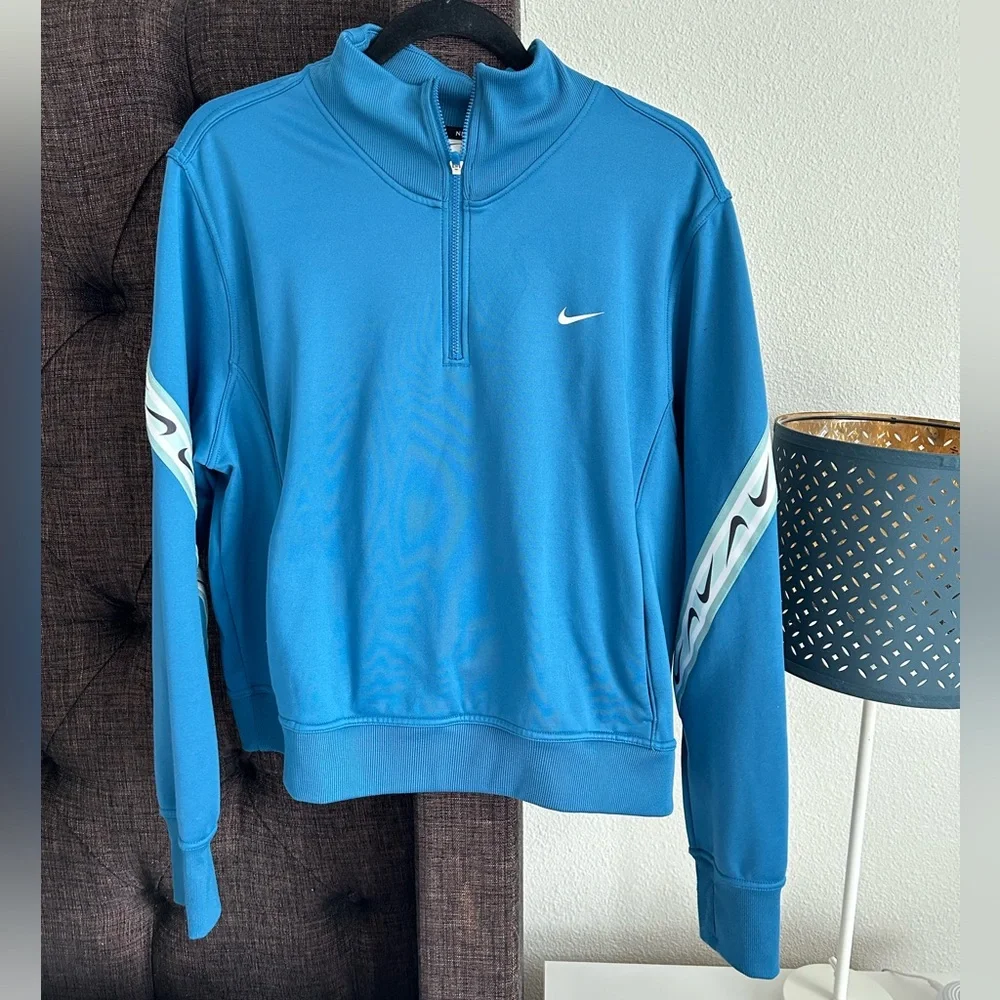 Nike Woman's Zip-Up Sweater in Blue with White Accents